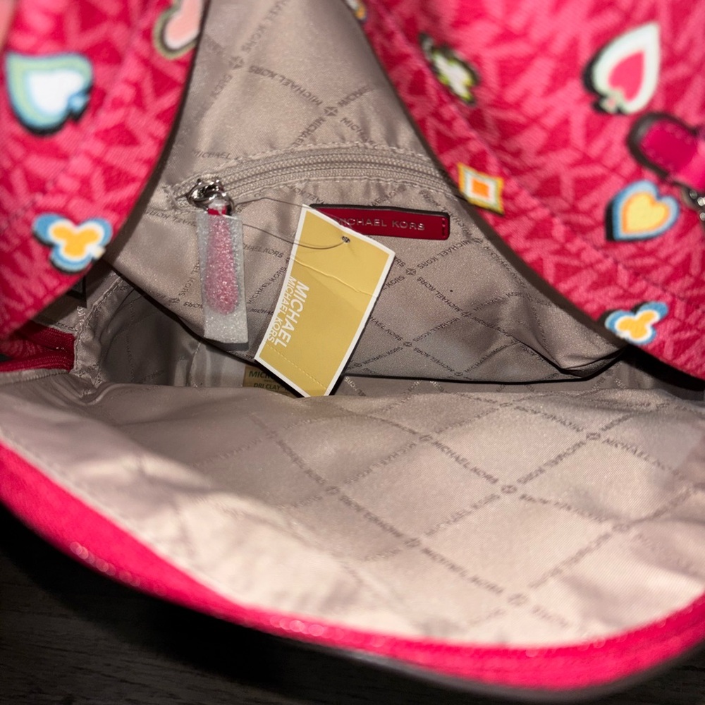 Michael Kors Red Patterned Backpack with Chain St… - image 7